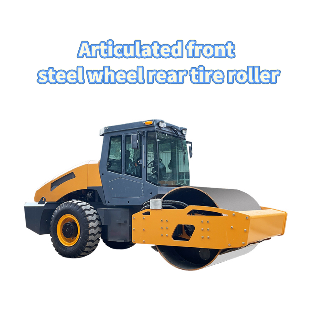 Articulated front steel wheel rear tire roller